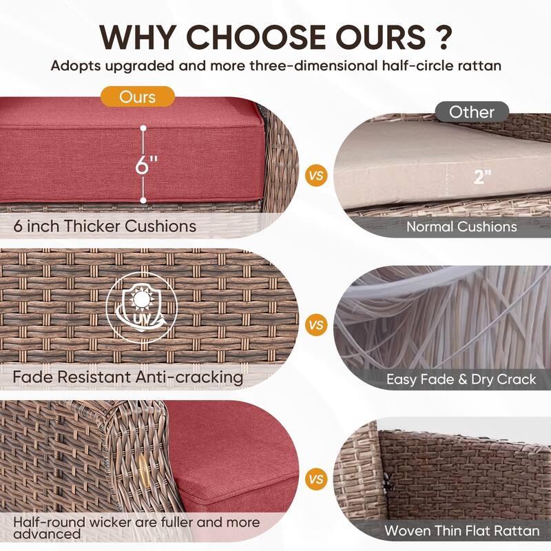 Pocassy Ptio 5 Piece Sofa Swivel Chair with Fire Pit Table