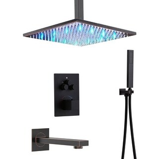 ORB Bronze Ceiling Mount 12 inch Rainfall Shower Head 3 Way ...