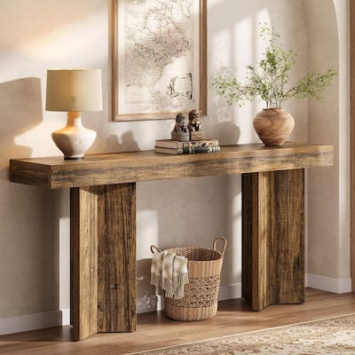 63 Inches Console Table, Entryway Table, Wooden Rectangular Sofa Table