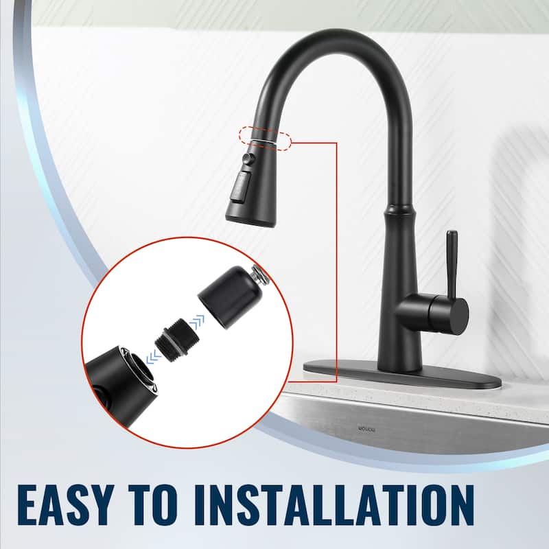 WOWOW Stainless Steel Kitchen Sprayer Head - 3 Modes with 9 Adapters