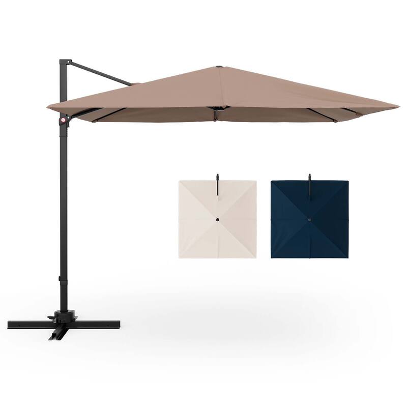 Costway Patio 9.5FT Square Cantilever Offset Hanging Umbrella 2-Tier