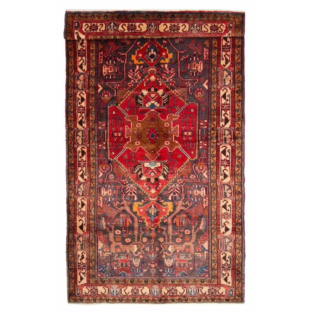 ECARPETGALLERY Hand-knotted Anatolian Vintage Navy Wool Rug - 5'4 x 9'10