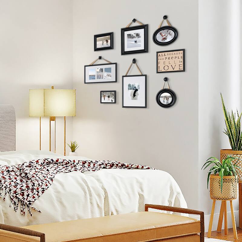 HELLO LAURA 8 Piece Black Gallery Family Wall Picture Frame Set