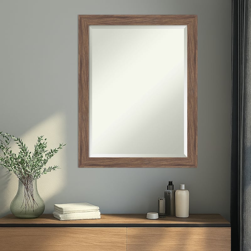 Pia Medium Brown Narrow Beveled Framed Wall Mirror - Pia Medium Brown Narrow