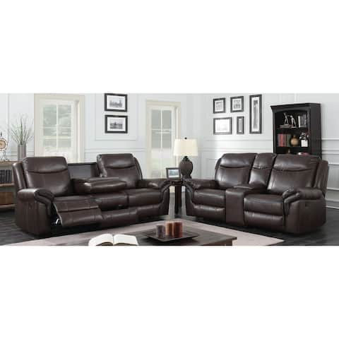 Furniture of America Yeln Brown 2-piece Upholstered Reclining Sofa Set