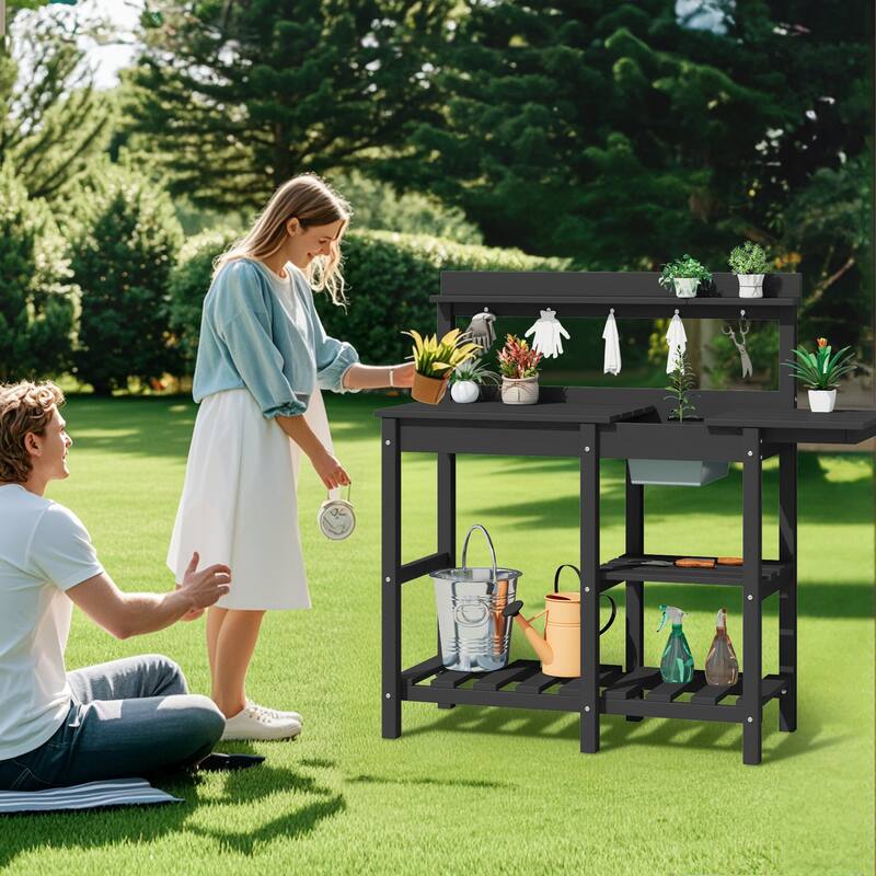HDPE Patio Outdoor Potting Table, Versatile Gardening Planting Workbench