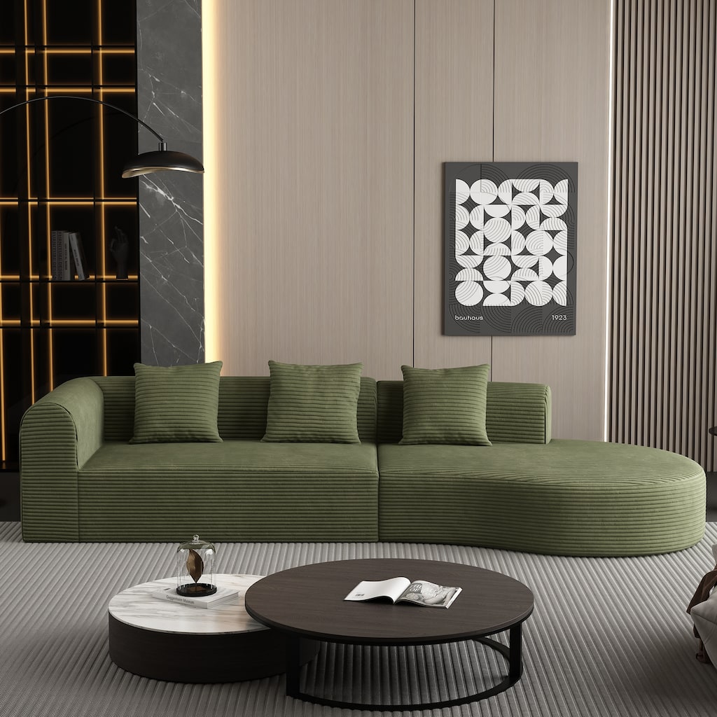 123*37" Extra Large 4-Seat Deep Corduroy Modular Sofa