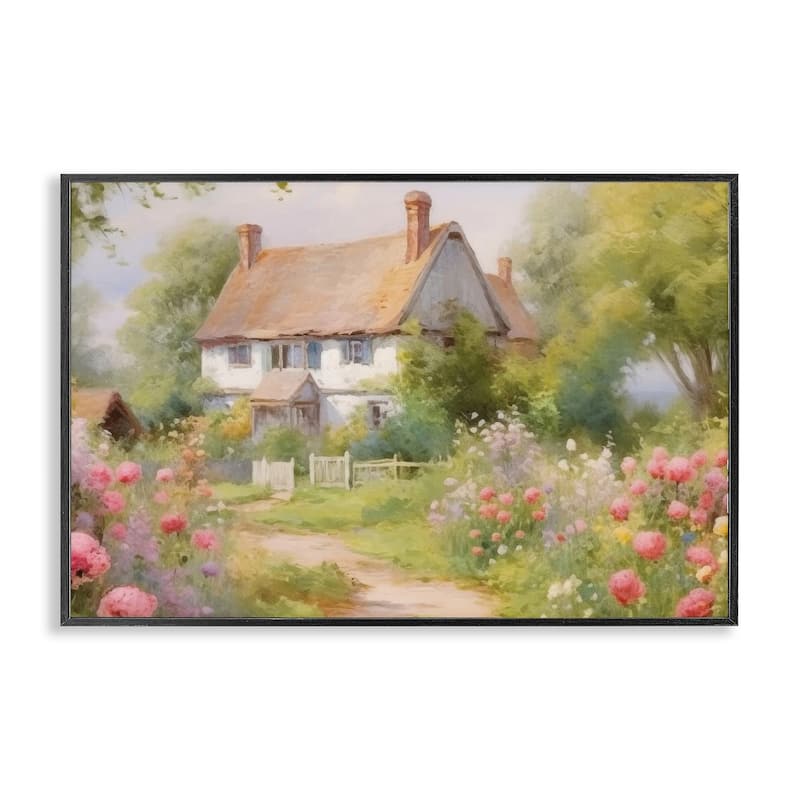 Stupell Nature Filled Cottage Garden Framed Giclee Art Design By Nini Art - 30 x 20 - Black