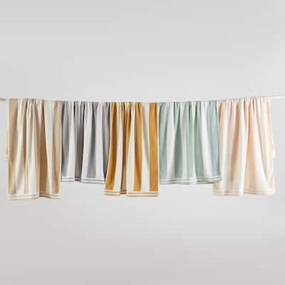 Linery & Co. 100% Cotton Velour Cabana Stripe Beach Towel