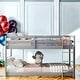 preview thumbnail 1 of 22, Twin Over Twin Floor Low Wood Bunk Beds With Ladder, Stylish Wood Loft Bed, Easy To Assemble Grey