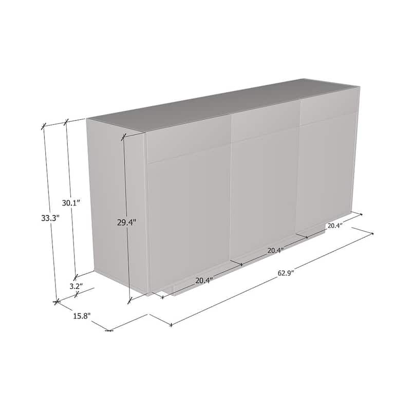 Meble Furniture Haopsa Sideboard Buffet Credenza 62.9W x 15.8D x 33.3H Modern European