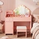 preview thumbnail 5 of 8, Gymax Kids Vanity Set Princess Pretend Play Makeup Desk w/ Cute