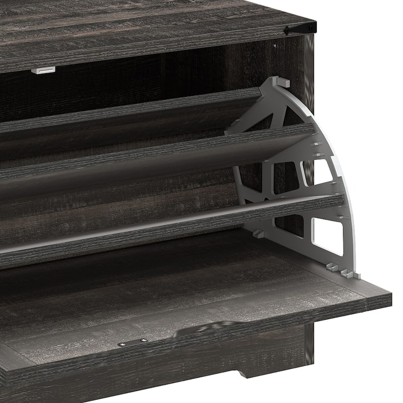 Moasis 55" Width Shoe Storage Bench,Shoe Cabinet with 3 Flip Drawer & Flip-Top Storage