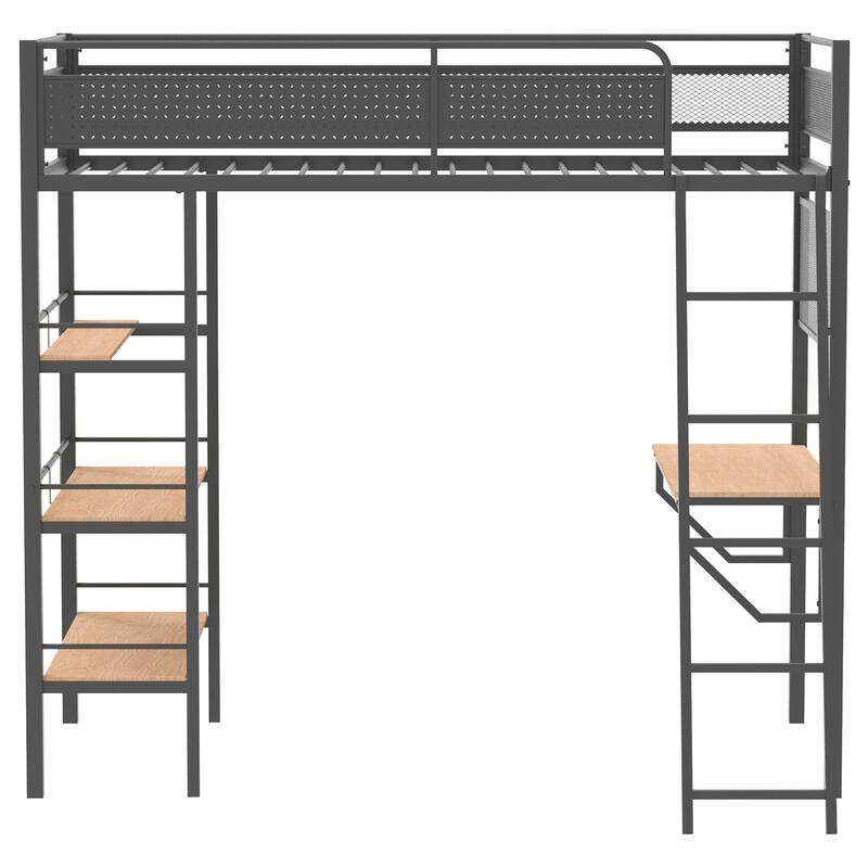 Campus 3-shelf Metal Twin Workstation Loft Bed