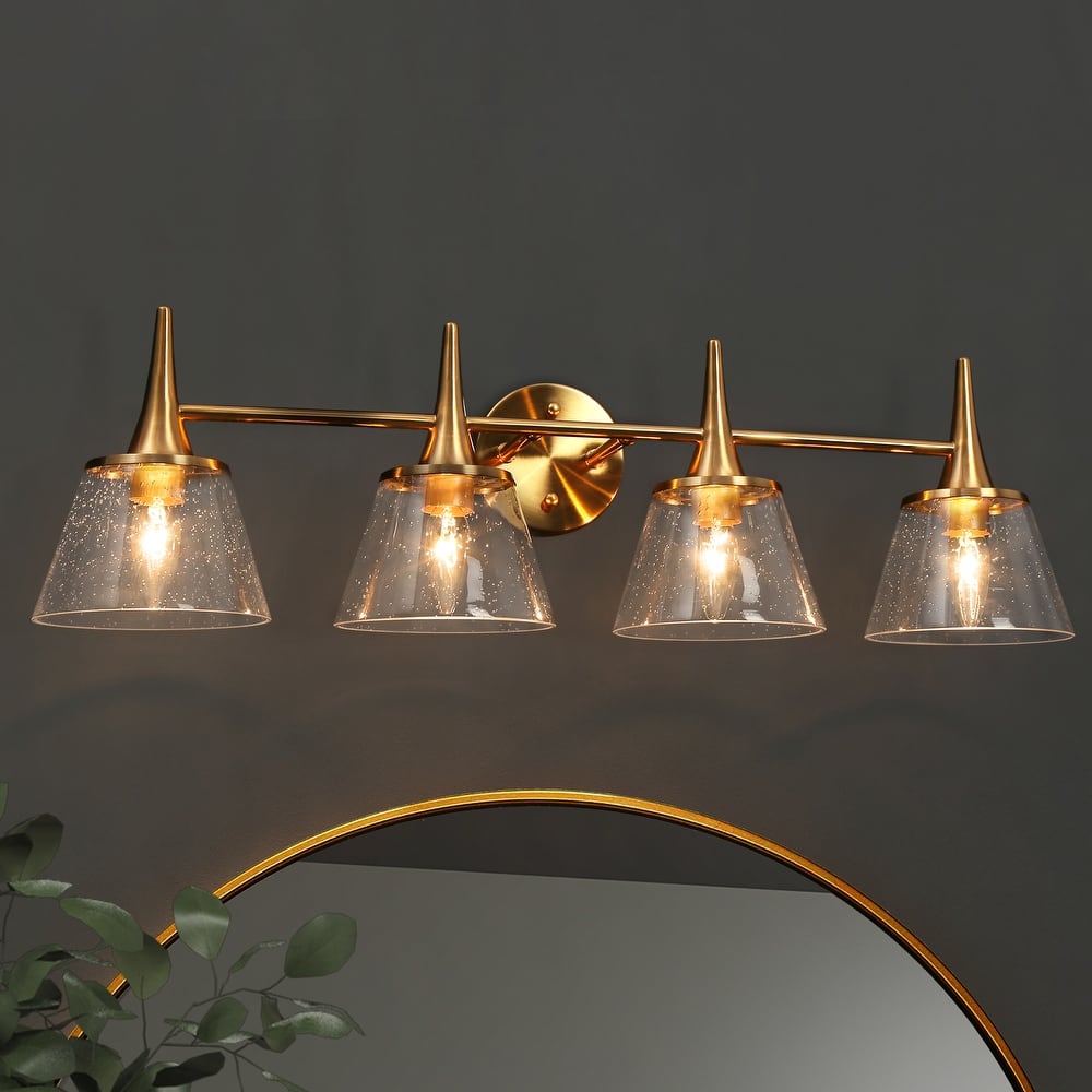 Mola Modern Gold 1/2/3/4-Light Bathroom Vanity Lights Glass Wall Sconces