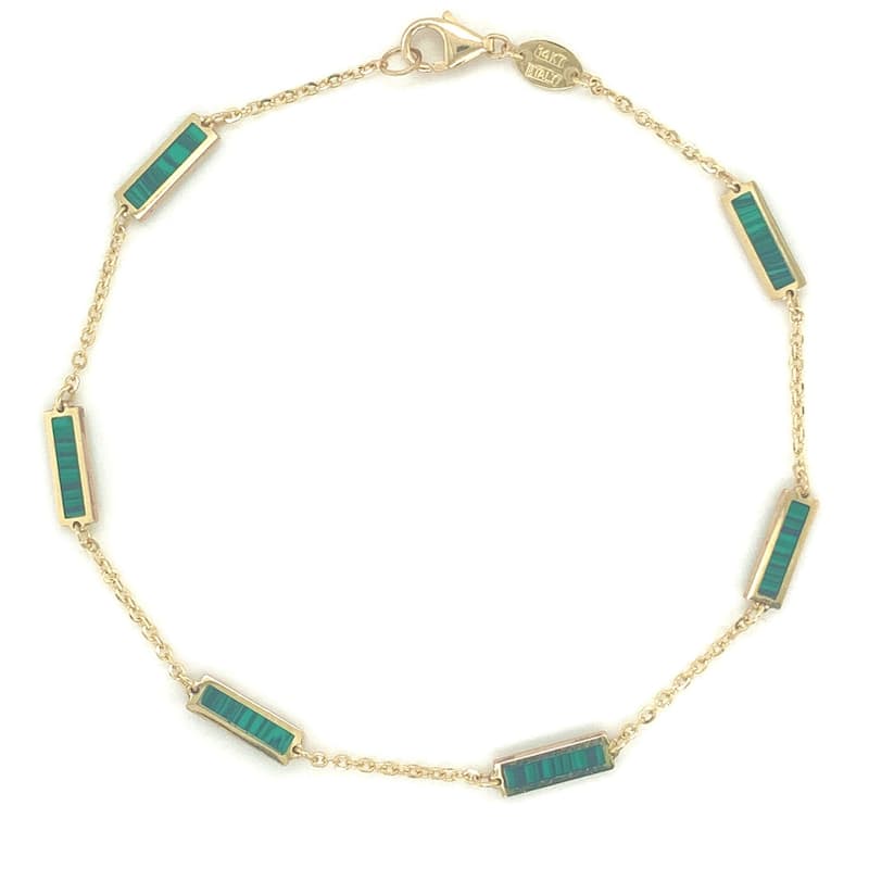 Joelle Collection Malachite Stackable Bar Bracelet - 14K Gold Malachite Bracelet