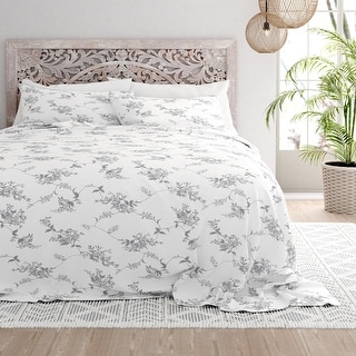 Becky Cameron Sylvan Rose 4 Piece 100% Cotton Brushed Flannel Deep Pocket Bed Sheet Set