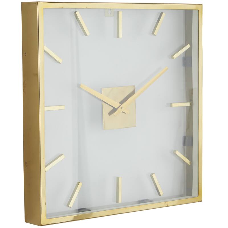 Stainless Steel Metal Decorative Wall Clock with Clear Face - Gold - Roche River Decor