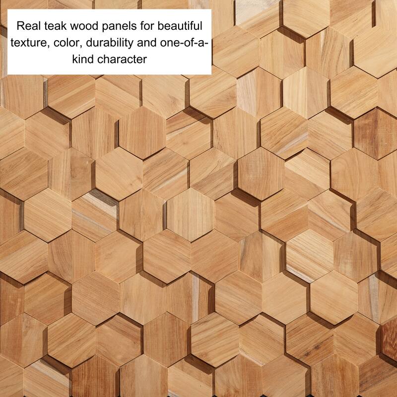 Wall!Supply 0.79 in. 5.91 in. 10.24 in. UltraWood Teak Hexagon Natural Jointless Wall Paneling (25-Pack)