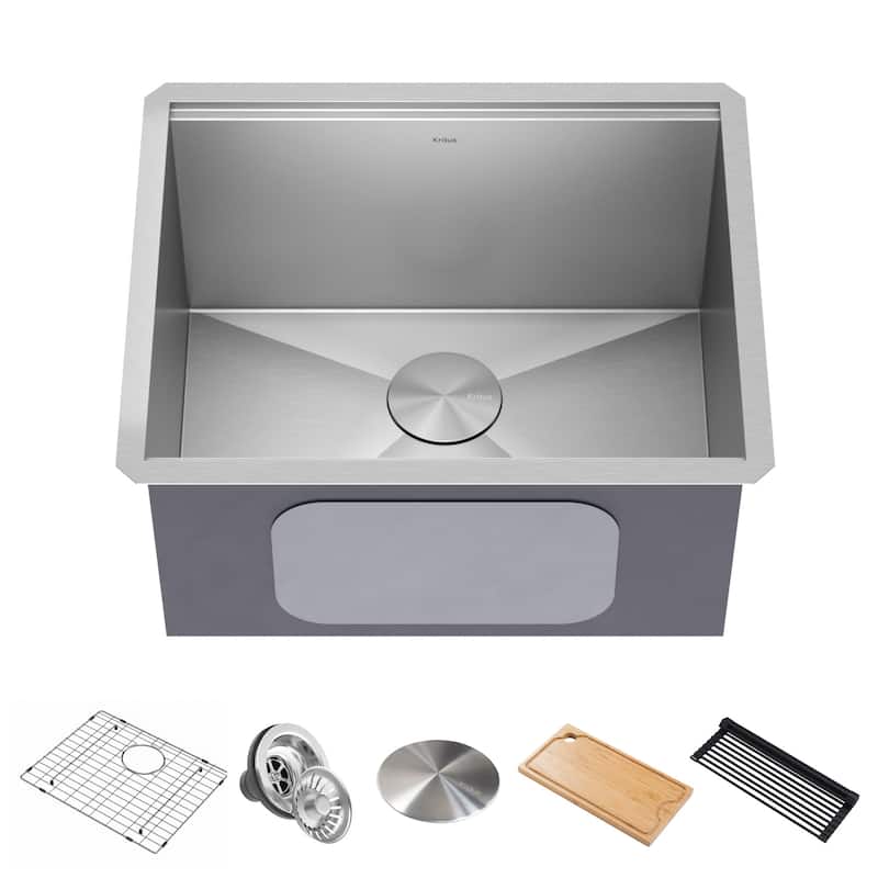 Kraus KWU100-23L Kore 23" Undermount Single Basin Stainless Steel - Stainless Steel