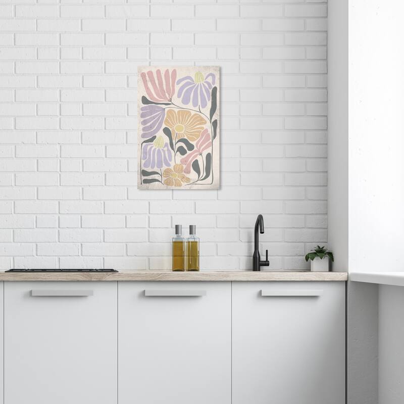Wynwood Studio Canvas Floral and Botanical Pastel Floral Pink and Lavender Bohemian & Eclectic Wall Art Canvas Print - 24 x 16