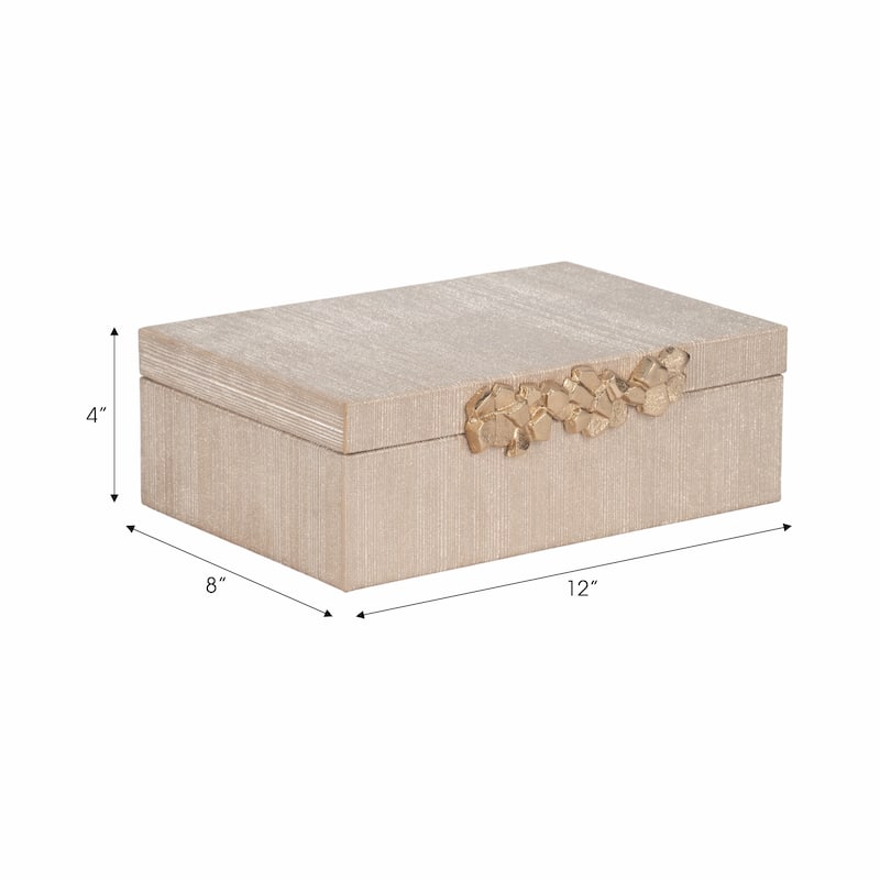 Sagebrook Home 12" Faux Leather Champage Shimmer Box - 14" x 10" x 6" - 12" x 8" x 4"