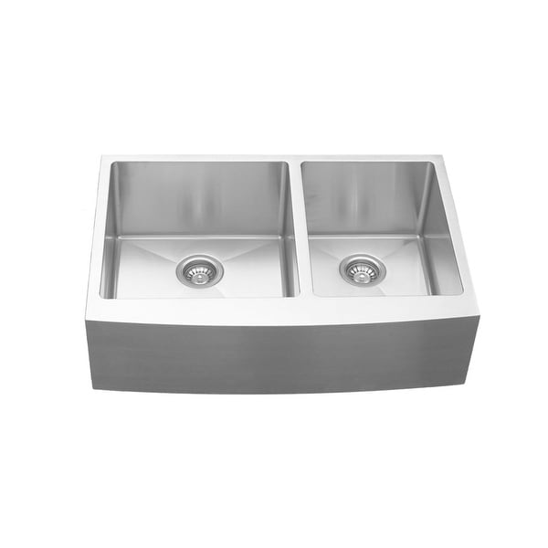 Karran Farmhouse Apron Front Stainless Steel 33 in. Double Bowl Sink