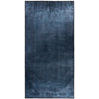 Overdyed One-of-a-Kind Hand-Knotted Area Rug - Blue - 9' 1" x 17' 9"