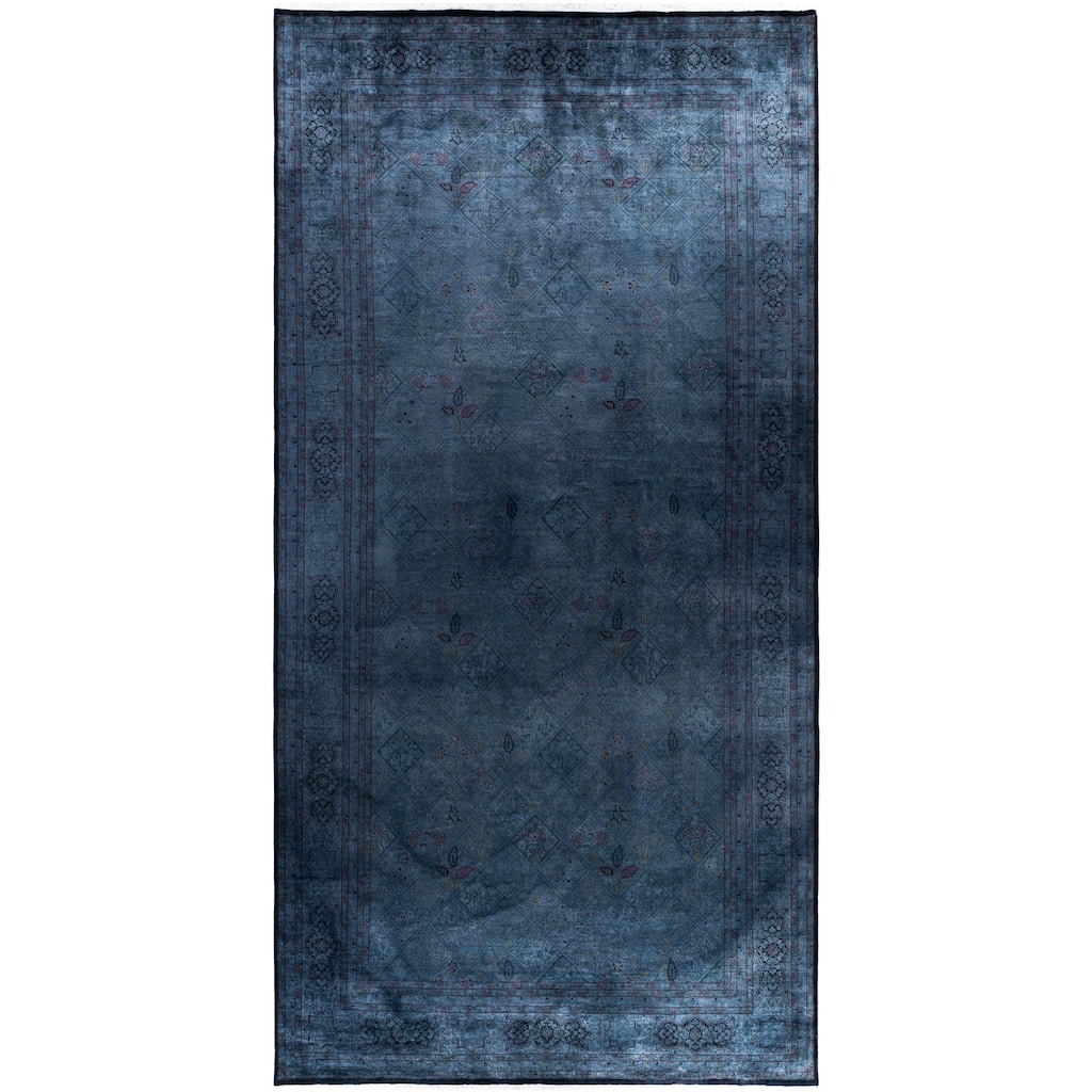 Overdyed One-of-a-Kind Hand-Knotted Area Rug - Blue - 9' 1" x 17' 9"