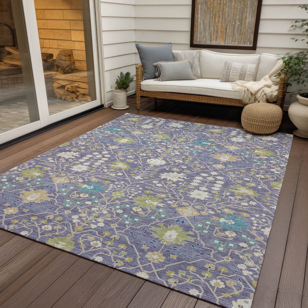 Machine Washable Indoor/ Outdoor Global Traditional Chantille Rug