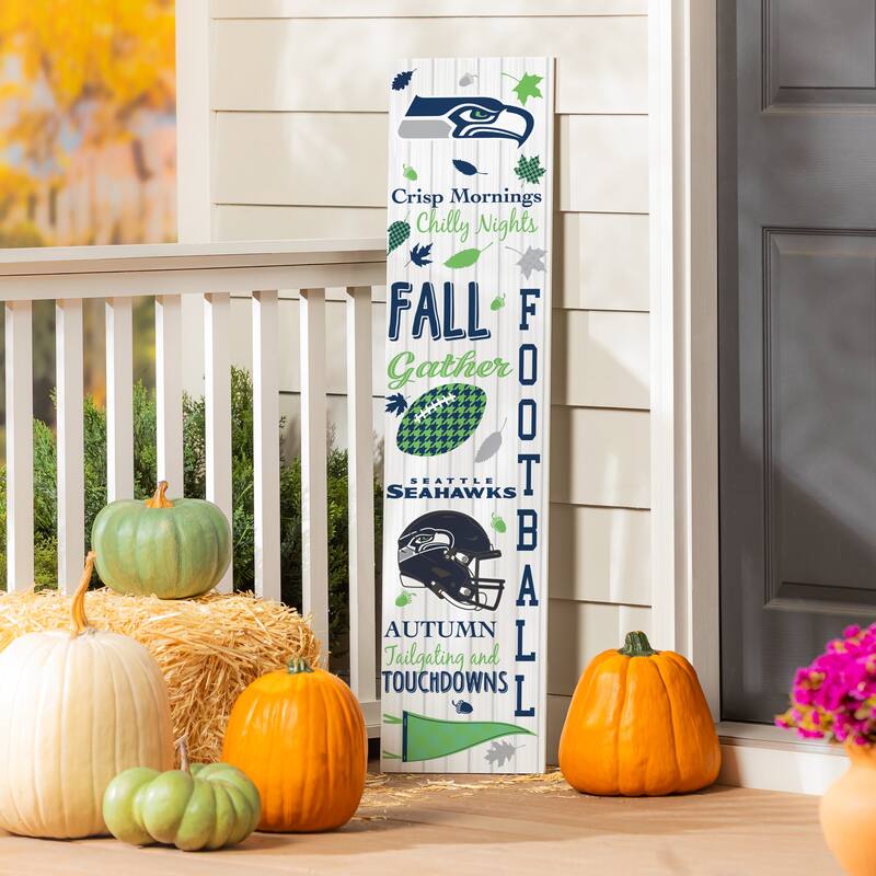 47" Double Sided Seasonal Porch Leaner, Seattle Seahawks - 47" x 11.25" - Fall