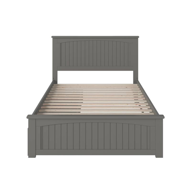 Nantucket Full Platform Bed with 2 Bed Drawers in Grey
