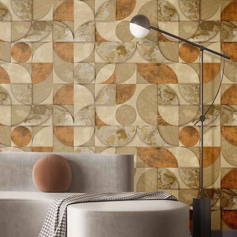 Galerie Wallcoverings Stratum Collection Geometrico Vinyl on Non-woven Metallic Wallpaper Roll Double Width