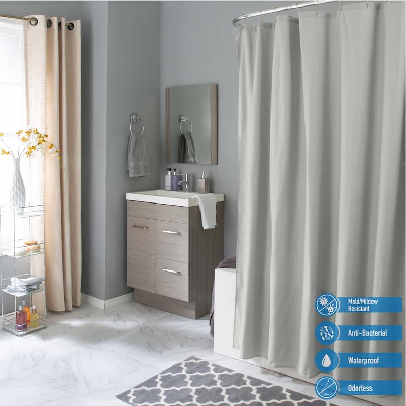 Elle Décor Soft Touch Waterproof Fabric Shower Curtain Liner in Blush