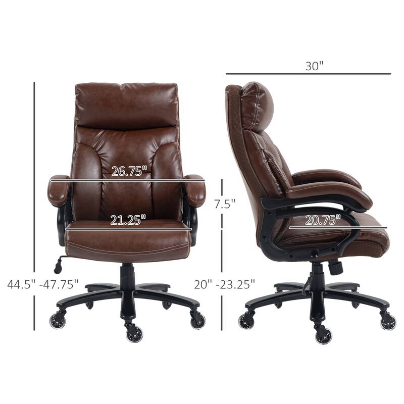 Modern PU Leather Office Chair High Back Office Chair with Spring System Height Adjustable and Tilt, for Office