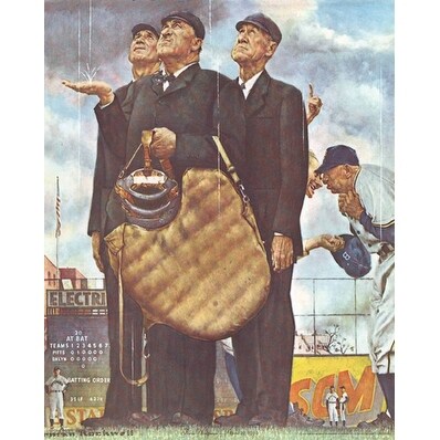 Shop Three Umpires By Norman Rockwell Sports Games Art Print
