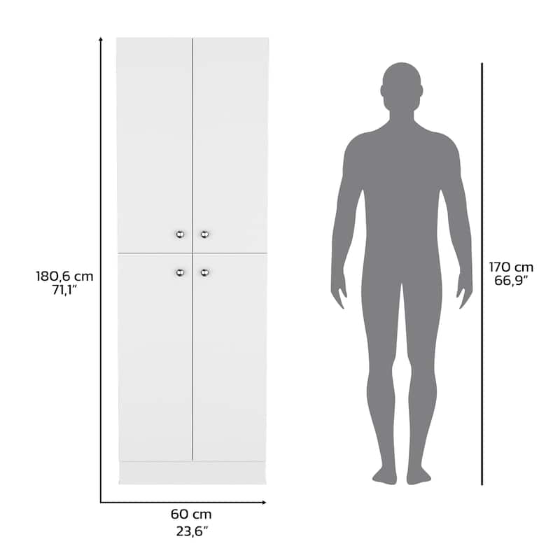 Kitchen Pantry 71" H, 4 Doors, 5 Adjustable Shelves, Laundry