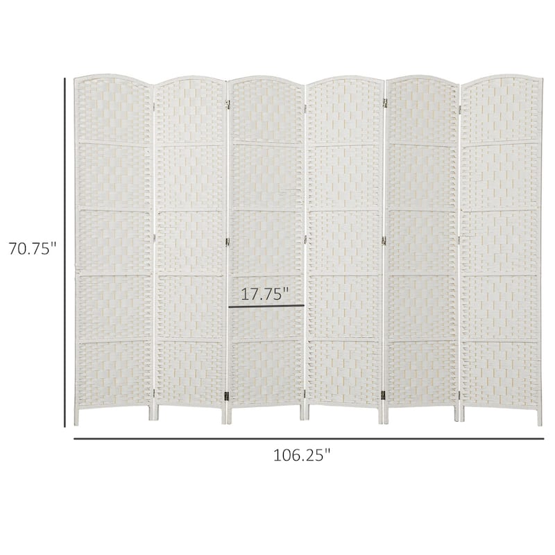Nature Wood-White Poplar Paper Rope Folding Room Divider with Panels