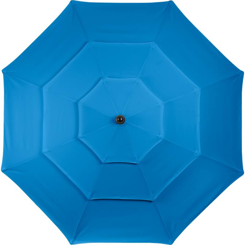 10 ft Patio Umbrella, 3-Tiered Sunshade with Push Button Tilt and Easy-Open Crank, Outdoor Umbrella for Deck, Yard