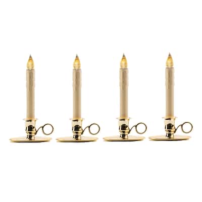 LED Window Candles with Sensor - 9" - Beige - Set of 4