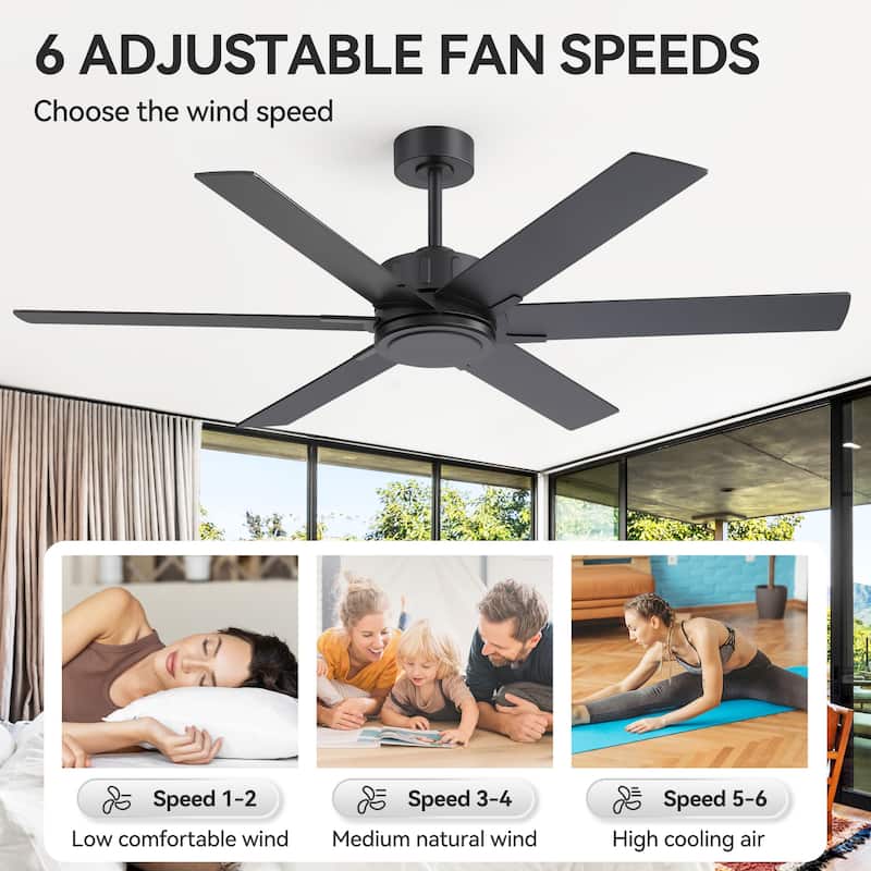 48/56/60 Inch Reversible Blade Ceiling Fan No Light with Remote Control