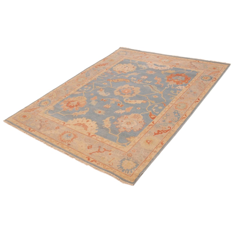 ECARPETGALLERY Hand-knotted Modern Oushak Light Blue Wool Rug - 7'11 x 10'2