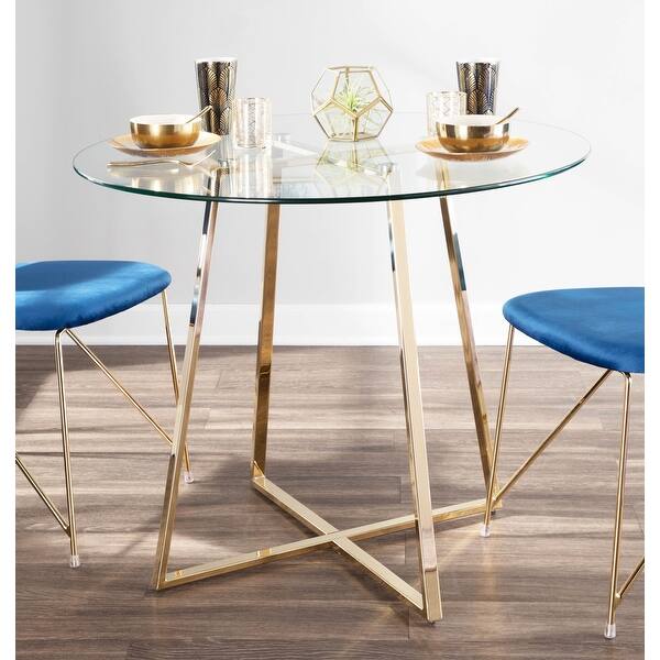 slide 1 of 12, Silver Orchid Pugo Goldtone Dining Table