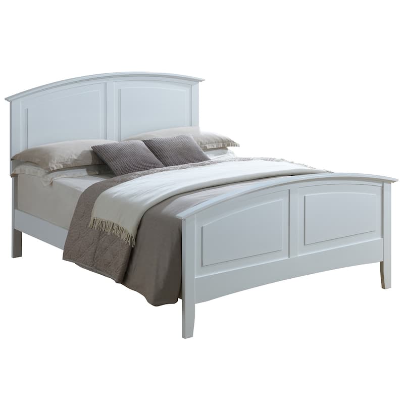 Solid Curved Rail Wooden Panel Queen Bed - 83" - White