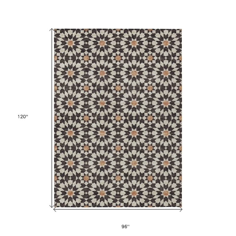 HomeRoots Floral Medallion Transitional Rectangle Outdoor Rug