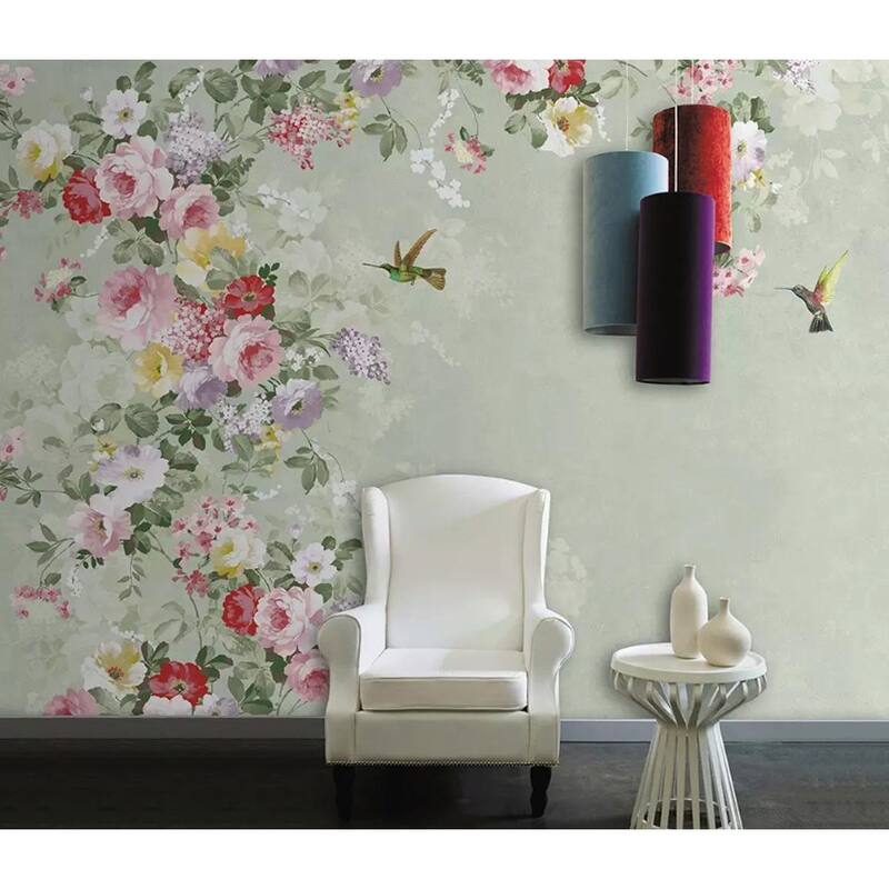GK Wall Design American Floral Retro Flower Blossom Removable Wallpaper