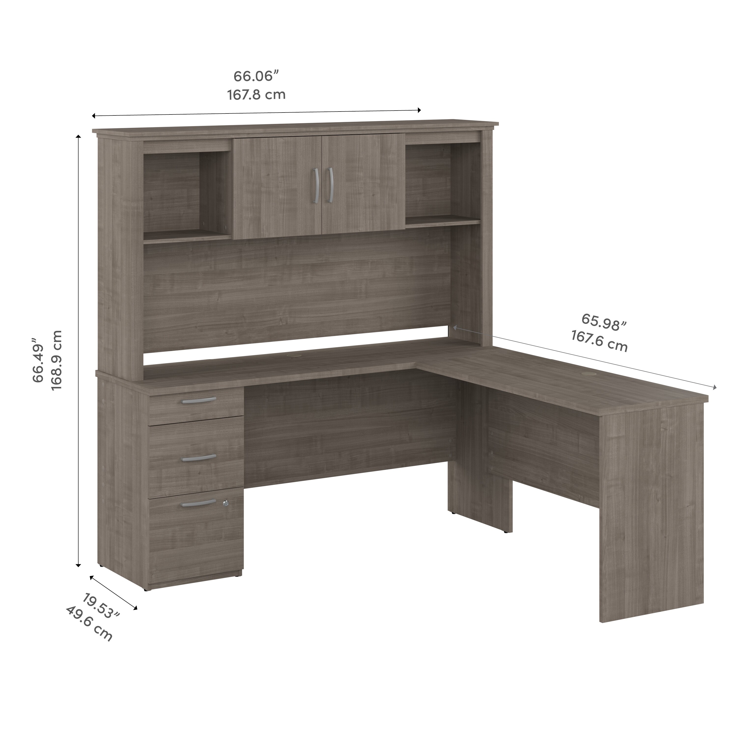 Logan 65W L Shaped Desk with Hutch by Bestar - Bed Bath & Beyond