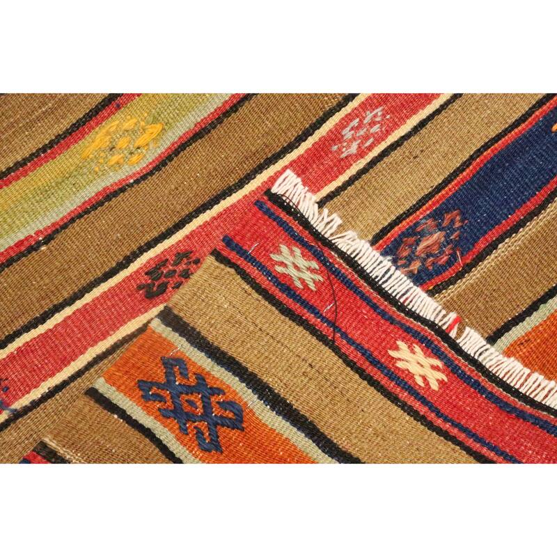 Hand Woven Oriental 100% Wool Carpet Southwestern Tribal Multi-Colored Kilim Area Rug - 7' 10'' X 4' 9''
