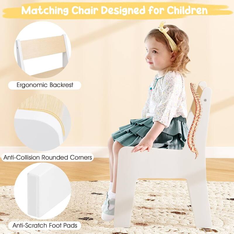 3-in-1 Children Wooden Activity TableWhite Kids Table＆Chair Set