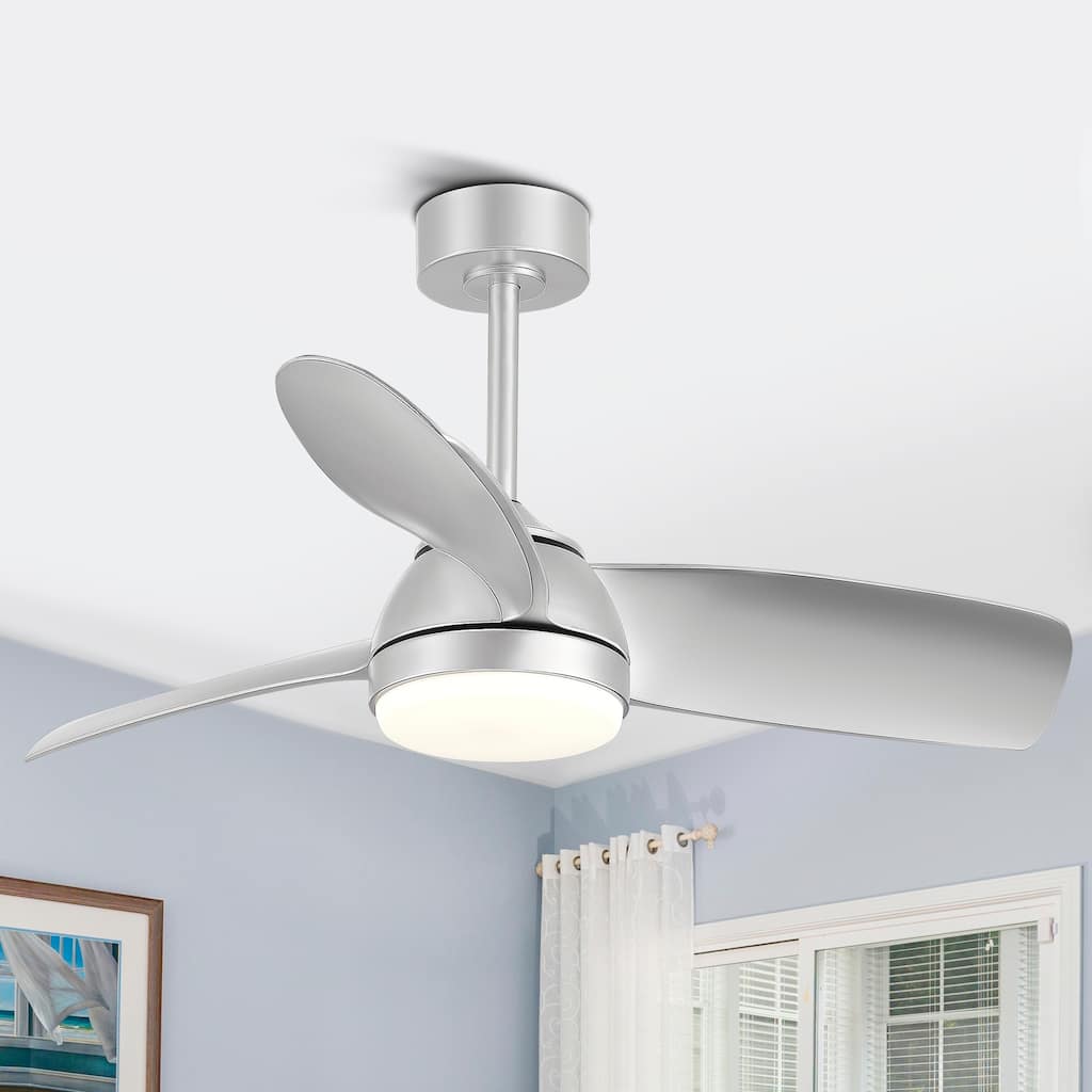 42 Inch Silver Ceiling Fan with Light Remote(3-Blade) - Overstock ...